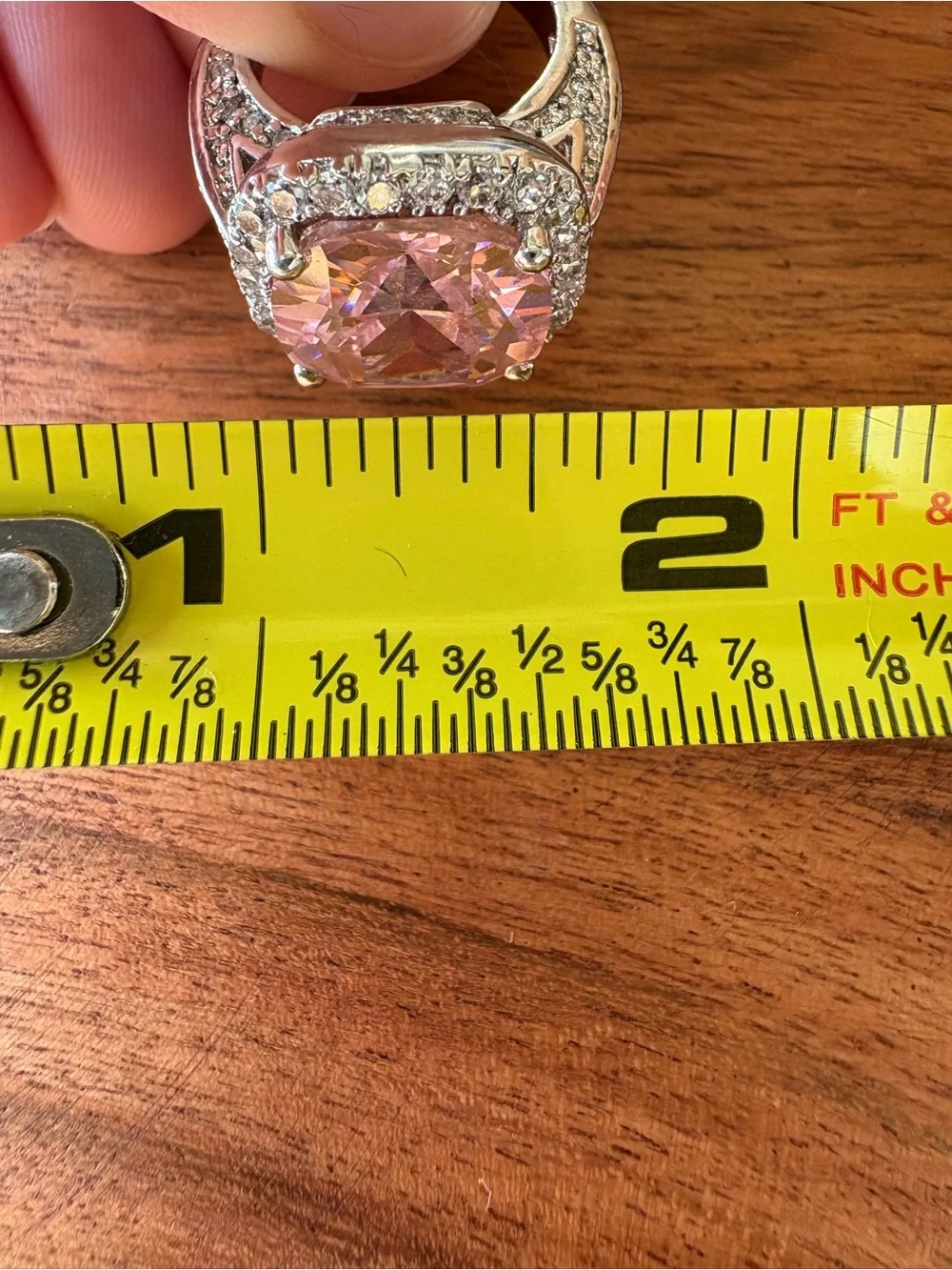 Vintage Pink Cushion Halo Cocktail Ring - Size 5.75